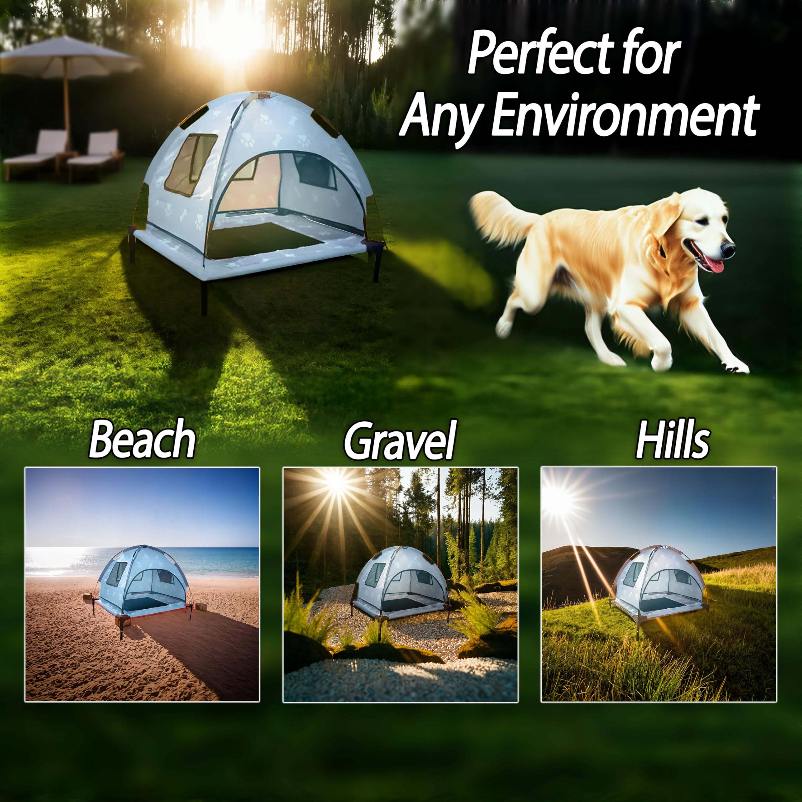Elevated Covered Dog Bed - 36' X 36' X 30' - Dog Shade Canopy Lounger For Small & Large Dogs (Up To 110 Lbs) - Portable & Dur